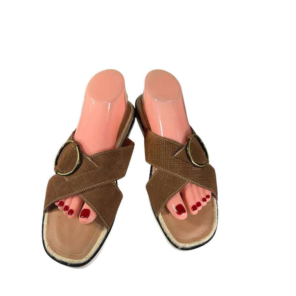 NYDJ Rossi Slide Sandal Women Buckle Summer festival boho Sz. 10M Brown
